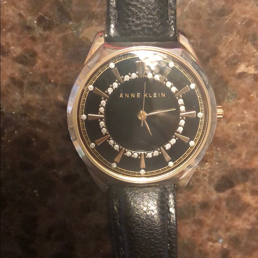 Anne Klein black and gold watch